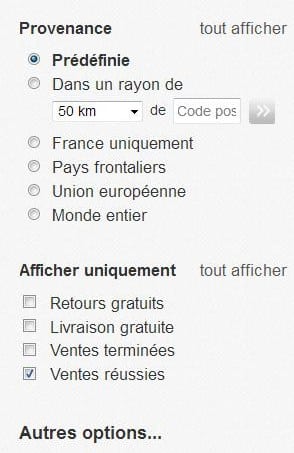 filtre de zeus, vente reussies