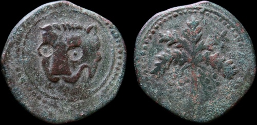 Royaume normand de Sicile, sous Guillaume II "le Bon", trifollaro en bronze, 1166–1189 apr. J.-C., atelier de Messine.