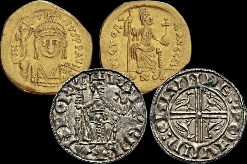 image inspirée du solidus byzantin de Justin II
