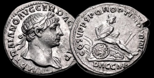 Trajan – denier – RIC II 96 – “DACIA CAPTA”.