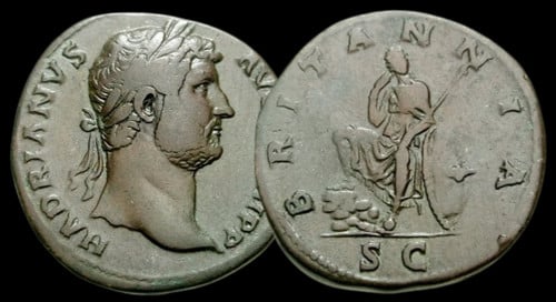 Hadrien – Rare sesterce – RIC II 845 – “BRITANNIA”