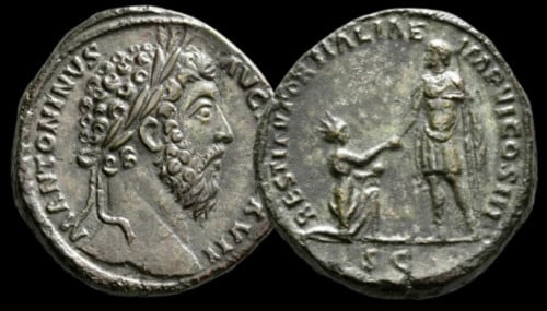 Marc Aurèle – sesterce – RIC 1077 var. – “RESTITVTOR ITALIAE”.