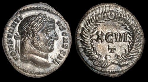 Argenteus de Constance au revers XCVI / T