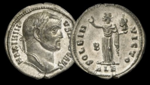 Argenteus de Maximin II SOLE INVICTO