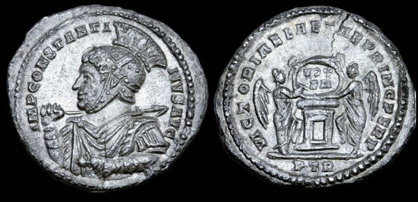 Pseudo-argenteus de Constantin en buste miliaire casqué